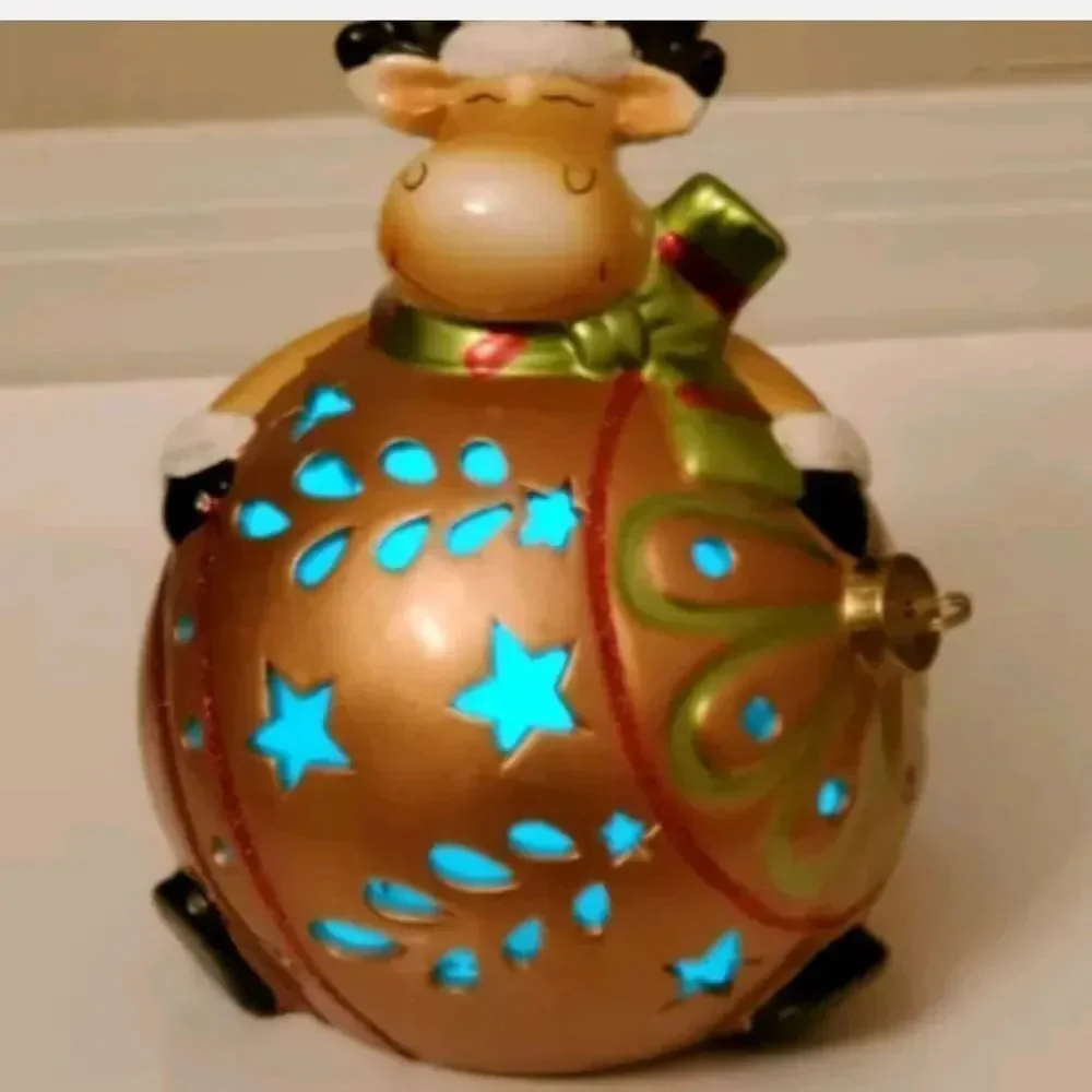 Home Reflections Reindeer Ornament Luminary Flameless Multi Color Candle